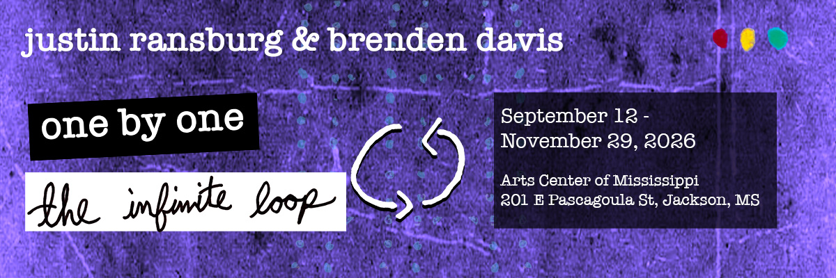 Purple banner for 1 by 1: The Infinite Loop, featuring Brenden Davis and Justin Ransburg